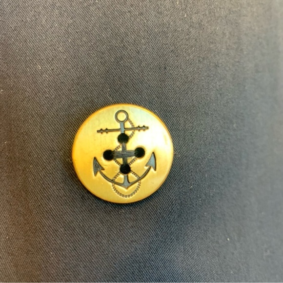 LIZ Claiborne navy blue nautical trenchcoat Sz M - Picture 6 of 10